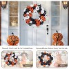 Coucheta 18 Inch Halloween Pumpkin Wreath - Orange, Black, White Pumpkins, Rattan Bottom - For Front Door, Indoor Outdoor Thanksgiving Decor - 3 of 4