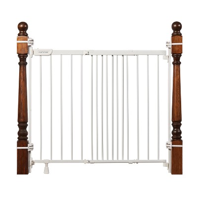 White Metal Pressure Mounted Stairway Safety Gate