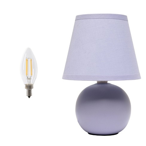 Simple Designs 8.66 Compact Ceramic Globe Table Lamp With Stylish Shade includes Led Light Bulb Purple Target