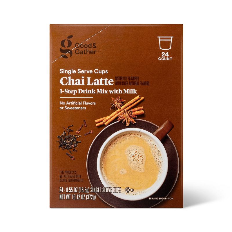 Chai Latte Naturally Flavored with other Natural Flavors Single Serve Cups - 13.12oz - Good &#38; Gather&#8482;, 1 of 4