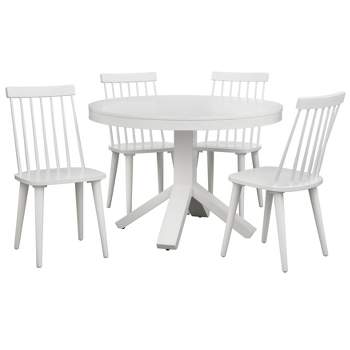 5Pc 45.25" Montrose Round Contemporary Dining Set White - Buylateral