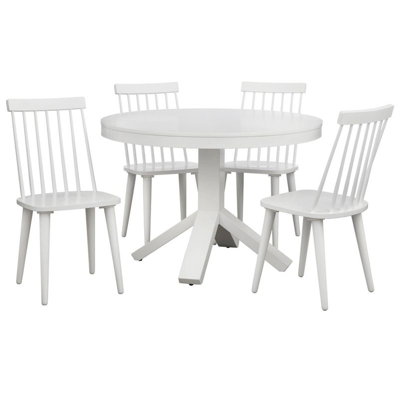 5Pc 45.25&#34; Montrose Round Contemporary Dining Set White - Buylateral, 1 of 10