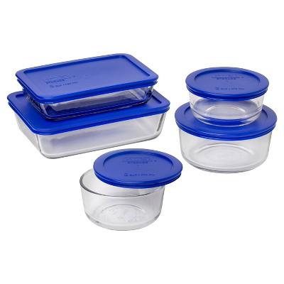 10-piece Glass Food Storage Container Set with Pastel Colored Lids