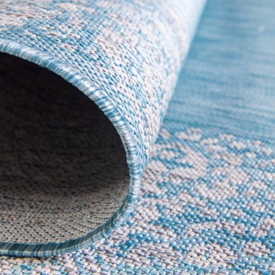 Aqua Blue Square Synthetic Outdoor Area Rug