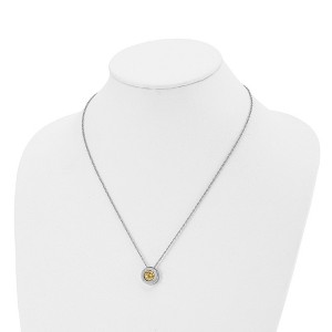 Chisel Stainless Steel Cubic Zirconia November Birthstone Circle Pendant on a 20" Multi-Link Chain Necklace - 1 of 4