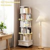 SEVOBAL Decorative Bookshelf 6 Tier 360 Degree Rotating Display Tower with Drawer and Wheels for Small Space, White, 18.11"*18.11"*68.11" - 4 of 4