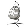 Single Wicker Hanging Swing Egg Chair with Stand and Cushions for Indoor/Outdoor - 4 of 4