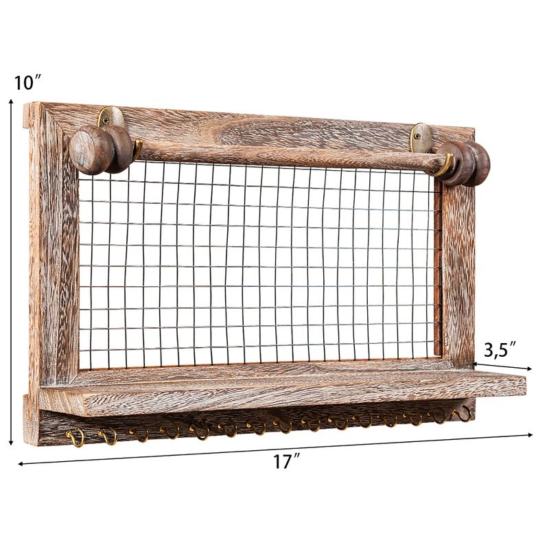 Costway Wall Mounted Jewelry Organizer Vintage Wood Jewelry Holder Hanger Display Rack, 5 of 10