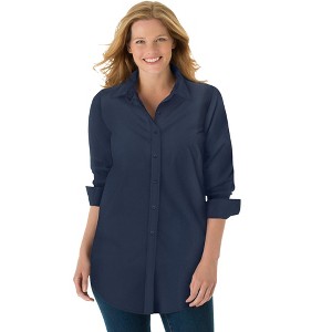 Woman Within Women's Plus Size Perfect Long Sleeve Shirt - 1 of 4