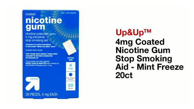 Nicotine 4mg Gum Stop Smoking Aid - Mint Freeze - up & up™, 2 of 8, play video