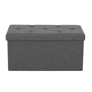 TUYOHW Storage Ottoman Bench,Linen End of Bed Bench with Thicker Foam Padded Seat,Ottoman for Living Room,Entryway,Gray - 1 of 4