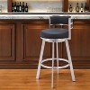 HomeRoots 31" Black And Silver Faux Leather And Stainless Steel Low Back Bar Height Swivel Bar Chair - 2 of 4