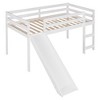 CAVINAS Twin Size Solid Wood  Loft Bed with Slide & Ladder & Fence,Low Bed Frame for Kids Room,Bedroom - 3 of 4