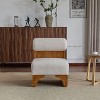 CAVINAS Modern Boucle Accent Chair with Rolled Backrest and Solid Wood Frame, Lounge Armchair for Living Room, Bedroom, or Office - 2 of 4