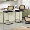 CAVINAS Set of 2 PU Leather Bar Stools,Counter Height Barstools with Rattan Back,Armless Bar Chairs for Home Pub & Kitchen Island - 2 of 4