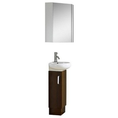 Wenge Corner Vanity with Medicine Cabinet and China Sink
