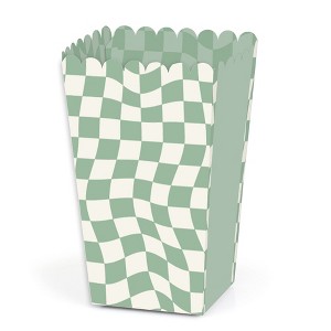 Big Dot of Happiness Sage Green Checkered Party - Favor Popcorn Treat Boxes - Set of 12 - 1 of 4