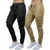 Jump Start Women's Loose  Fit  Cotton Flex Stretch Cargo Jogger Pants-2 Pack - 2 of 3