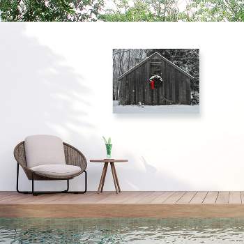 "Christmas Barn in the Snow" Outdoor Canvas