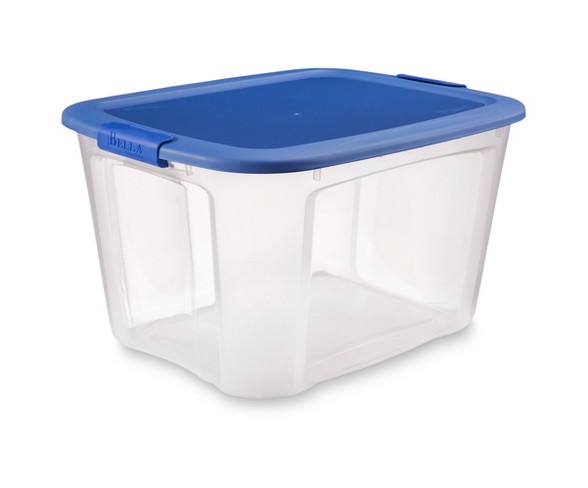 Bella&#153; 71 Qt Locking Lid Storage Tote - Clear w/ Blue Lid