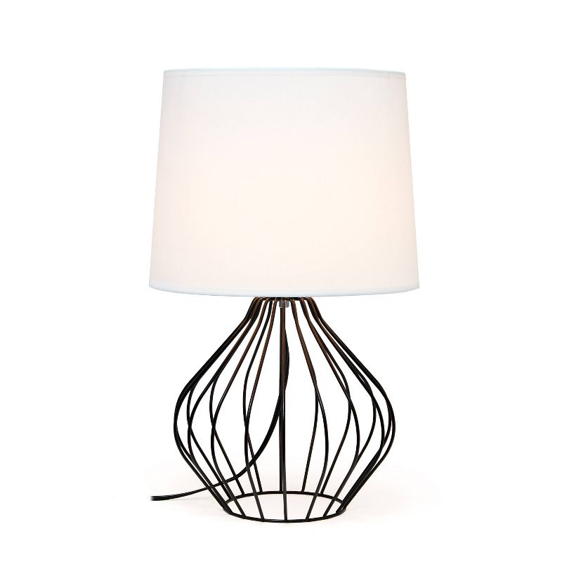 Geometrically Wired Metal Table Lamp with Fabric Shade - Simple Designs, 3 of 10