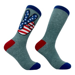Crazy Dog T-Shirts Women's USA Peace Hands Socks Funny Awesome Fourth Of July Patriotic Flag Lovers Footwear - 1 of 4
