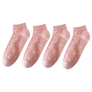 Anna-Kaci 4 Pairs Women's Low-Cut Mesh Knit Cotton Socks Cute Pattern Breathable Stretch for Everyday Casual Wear - 1 of 4