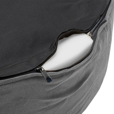 Small Gray Faux Sherpa Orthopedic Oval Dog Bed