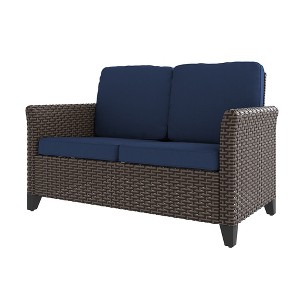 YARDSIGHT PE Rattan Loveseat: Outdoor 2-Seat Sofa with Washable Cushions, Ergonomic Backrest for Patio, Garden, Porch - 1 of 4