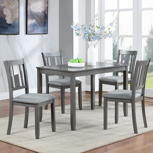 NicBex Dining Room Table Set for 4 Morden Dining Table with MDF Tabletop, 4 Slatted Backrest Chair for Dining Room - 1 of 4