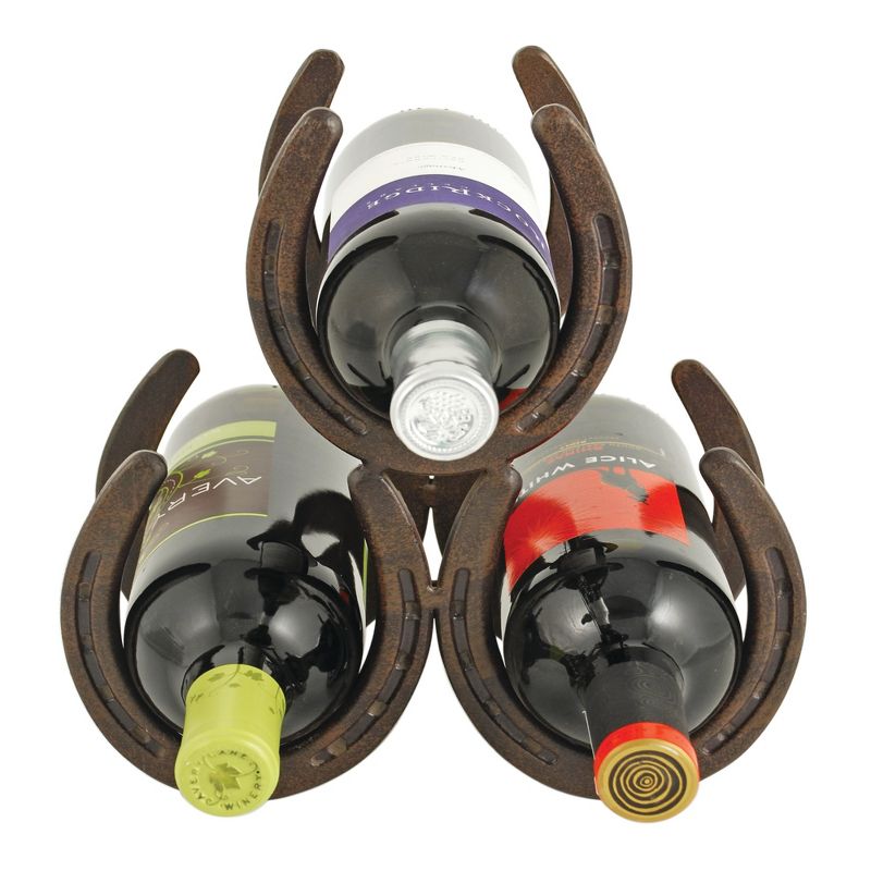 Foster & Rye Horseshoe Countertop Metal Wine Rack, Cast Iron Wine Bottle Holder, Holds 3 Standard Wine Bottles, 10" x 5.5" x 8.5", 1 of 11