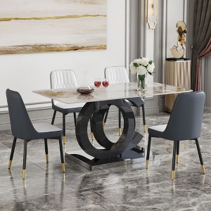 Nicbex Dining Table Set For 4 Dining Room Table Set Marble Pattern ...