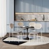 LeisureMod 5-PC Dining Set - 36" Round Dining Table Sintered Stone Top & Black Pedestal, 4 Velvet Dining Chairs in White Steel Legs - 2 of 4