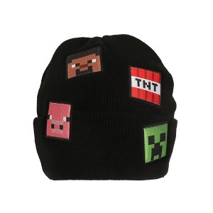 Minecraft Printed Character Patches Black Cuff Beanie - 1 of 4