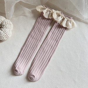 MyKids-USA Baby Kids Girls Lace Trim Patchwork Design Breathable Stocking Socks - 1 of 2