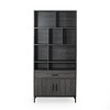 TOAOTBNBO Large Bookcase with One Drawer and Two Storage Cabinets, Freestanding Bookshelf for Bedroom, Display Book Shelf with Handles, Gray - 2 of 4