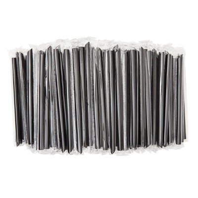 Stockroom Plus 200 Pack Individually Packed Disposable Boba Straws (0.5 x 0.5 x 8.5 In, Black)