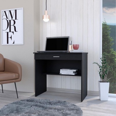 INFURNIC Desks Modern Office Desk with Spacious Drawer and Sturdy Two Leg Design for Organized Workspace, Black, 19.6"*31.5"*29"
