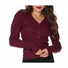Women's Henley Pleated Long Sleeve Slim Top - bobi - 2 of 3