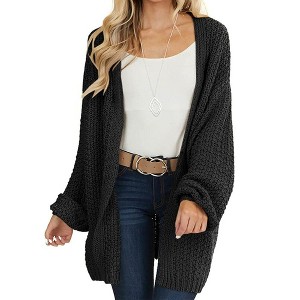 Imily Bela Womens Cardigan Solid Color Long Sleeve Open Front Chunky Knit Sweater Outwear - 1 of 4