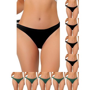 INSPIRE CHIC Women's Unlined Satin Invisible Bikini Comfortable No-Show Thongs 10 Packs - 1 of 4