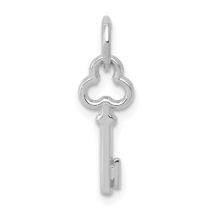 Black Bow Jewelry 14k White Gold, Hannah Collection, Mini Initial I Shamrock Key Charm - 1 of 4