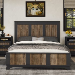 Queen Size Upholstered Platform Bed with Frame and LED Light, Modern Velvet Headboard with Diamond Quilting Detail-Maison Boucle - 1 of 4