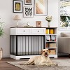 Dog Crate Furniture, Wooden Dog Kennel End Table with 2 Drawers and 4 Open Storage Shelves, Farmhouse Indoor Dog Cage House - 3 of 4