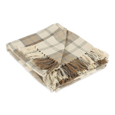 50"x60" Farmhouse Woven Throw Blanket with Fringe Stone - Design Imports: Midweight, Hypoallergenic, Machine Washable