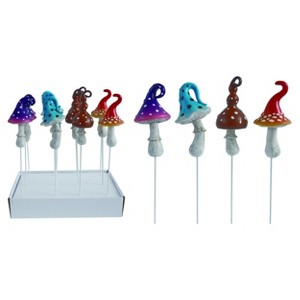 Transpac Resin Mini Mushroom Picks In Display Set of 12 Home Decorations Spring - 1 of 2