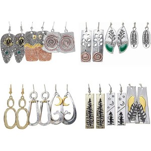 Vintage Crystal Drop Earrings - 12 Pairs Boho Dangle Jewelry Set - 1 of 4