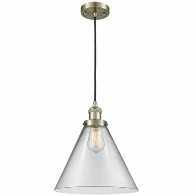 Cone - 1 Light Cord Hung Mini Pendant In Industrial Style-14 Inches Tall and 12 Inches Wide
