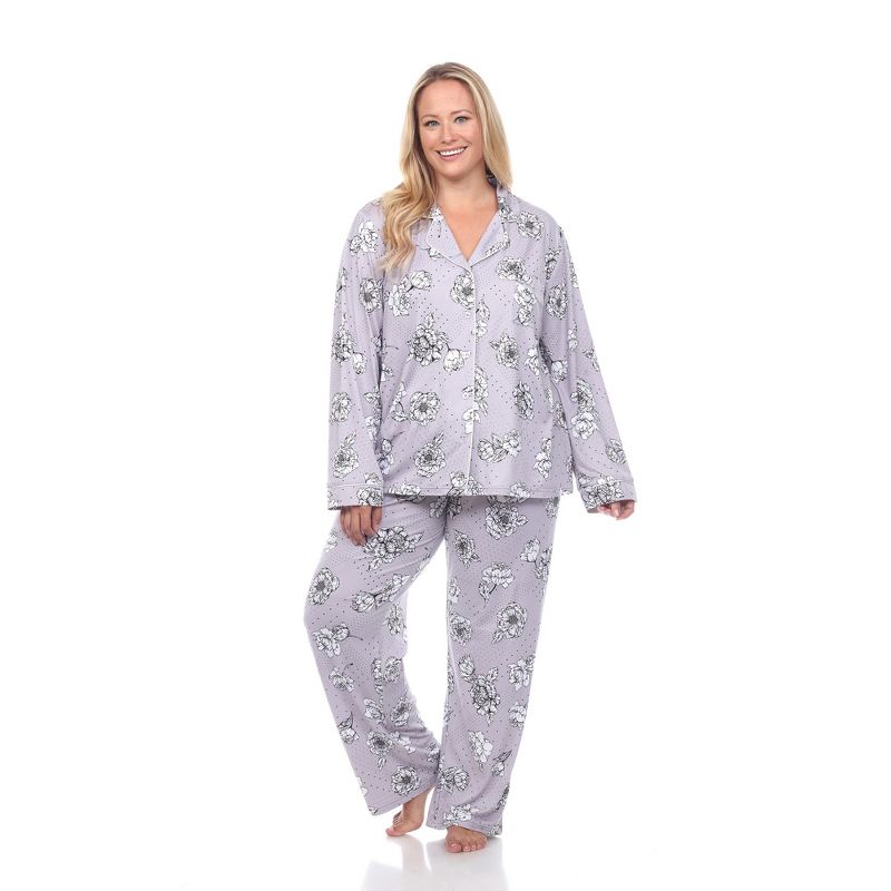 Plus Size Long Sleeve Floral Pajama Set - White Mark, 2 of 6