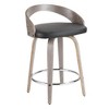 24" Fixed-Height Counter Stool with Swivel, Upholstered Seat and Round Chrome Metal Footrest, Set of 2 for Kitchen - 2 of 4